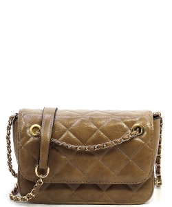 Fashion Quilted Flap Over Crossbody Bag DL710Q STONE